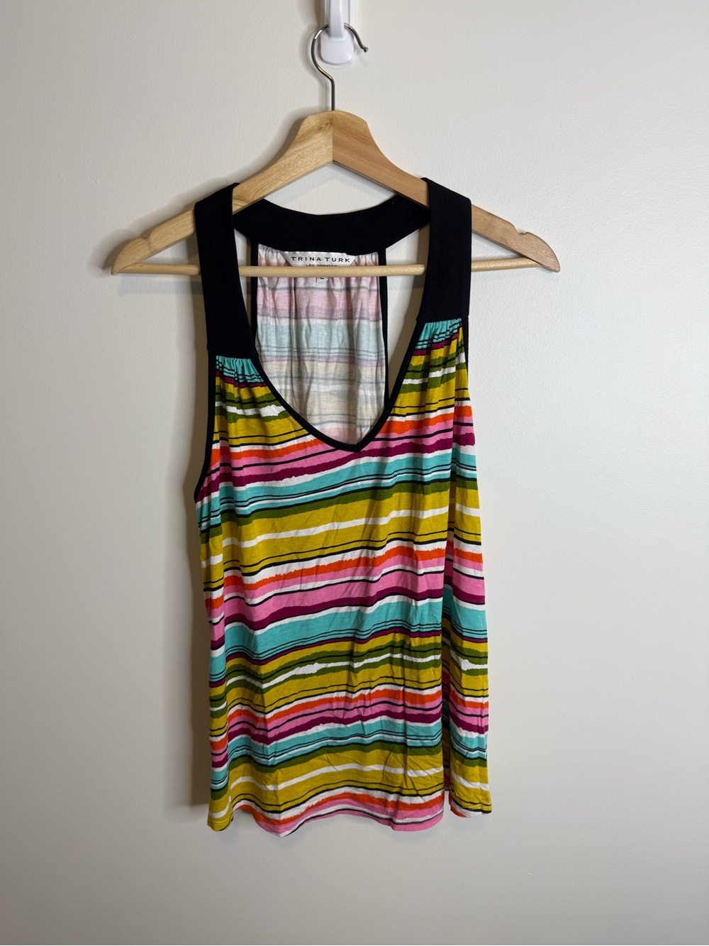 TRINA TURK striped Print Racerback Tank size large